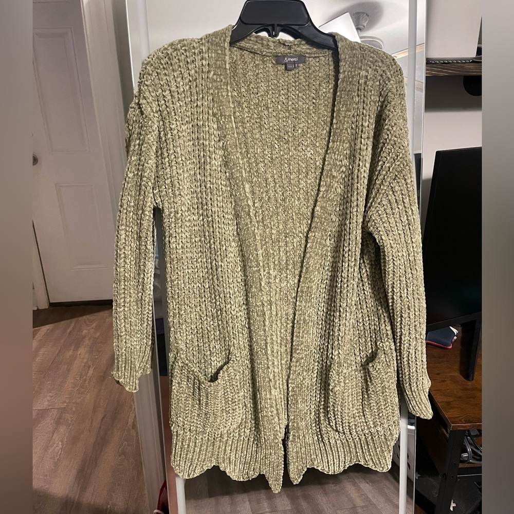 Olive Green Knit Cardigan